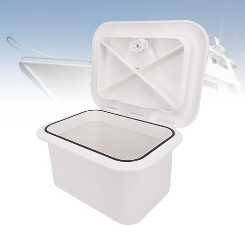Marine Boat Storage Box ABS 37.5X27X17.5cm Boat Embedded Storage for Bait Fishing Gear Tools White