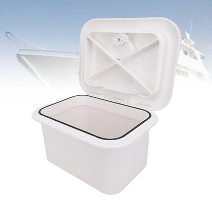 Marine Boat Storage Box ABS 37.5X27X17.5cm Boat Embedded Storage for Bait Fishing Gear Tools White