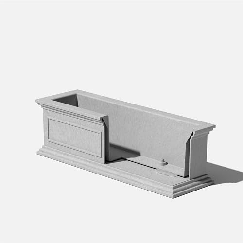 Veradek Brixton Series Window Box Planter - Rectangular Outdoor Planter - color: Gray, size: 11"H x 11"W x 36"L