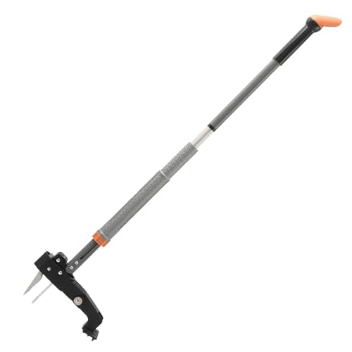 47 Inch Weed Puller Tool, 4 Claw Stand Up Weed Puller Tool, Heavy Duty Gardening Weed Hand Remover, Adjustable Weed Puller for Yard Outdoor. Without Bending, Pulling, or Kneeling