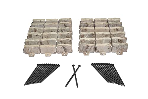 EasyFlex No-Dig Landscape Edging with Anchoring Spikes, 2.7 in Tall Decorative Stone-Look Garden Border, 15 Foot Kit, Brown - color: Brown, size: 15 Foot