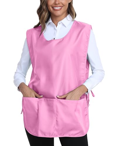 Xeoxarel Unisex Cobbler Apron with 3 Deep Pockets, Smock Vest Apron - color: 1 Pack - Pink