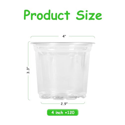 JNYONG 120 Pack 4 Inch Clear Nursery Pots with Drainage Hole - size: 4 Inch 120 pack