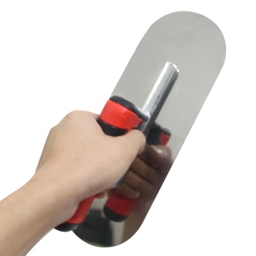 Concrete Tools Stainless Steel Pool Trowel, 10" x 3" Masonry Hand Tool with Soft Grip Handle, Lightweight, Plastering Trowel for Drywall Plastering Construction, Round End (Small:10"L x 3"W) - size: Small:10"L x 3"W