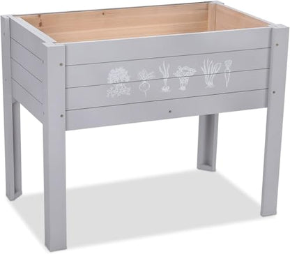 Raised Garden Bed with DIY Chalkboard, 30 x 24 x 18 inch, Gray - color: Gray