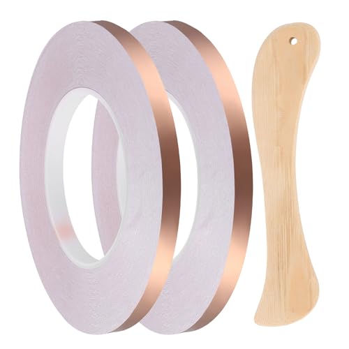 2pcs Copper Foil Tape 0.39" x197FT Single Conductive Adhesive Tape - size: 0.39 Inch x 197 FT