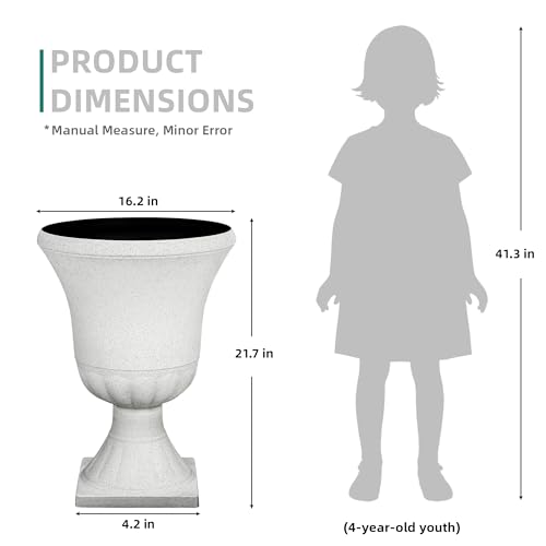 22" Tall Urn Planters Set of 2 Large Flower Pots, Indoor Outdoor Use - color: 22"h-white Terrazzo