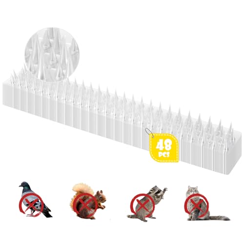 Touri Upgraded 24 Pack Clear Bird Spikes, Transparent PVC Bird Deterrent Strips for Roofs, Fences, Window Sills & Gutters, Low-Visibility Design, Helps Discourage Landing, Roosting & Nesting, 33.4 Ft
