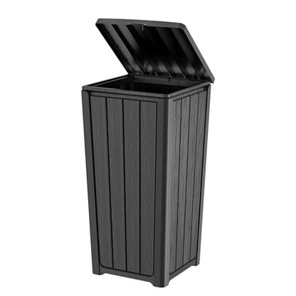 EFU 38 Gallon Outdoor Trash Can with Lid, Waterproof Garbage Can Bin - color: Black