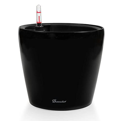 Dexceder 9x8 Self Watering Planter (Black High Gloss) - color: Black, size: 9x8