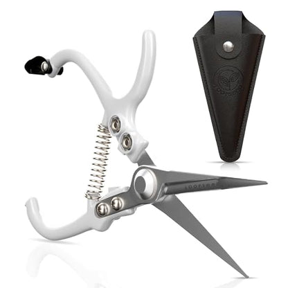 Precision Garden Shears with Vegan Leather Sheath - White/Black