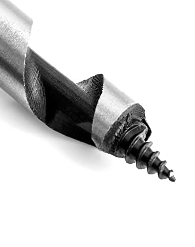 QWORK Auger Drill Bit Set, 7 Piece Set 9" Auger Bit Set Hardened Alloy Steel Ship Auger Bit Creates Deep Clean Hole Precise Drilling for Wood Drilling