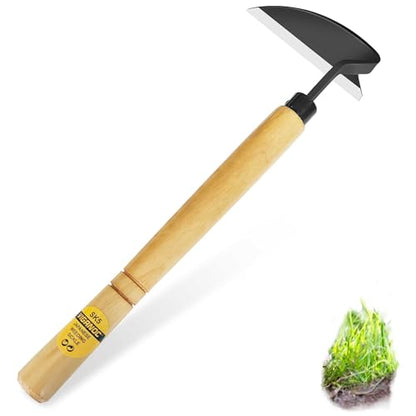 Japanese Wide Blade Garden Tool - Premium Quality Hand Hoes/Weeding Sickle is Very Sharp for Quick Work - size: Long Handle