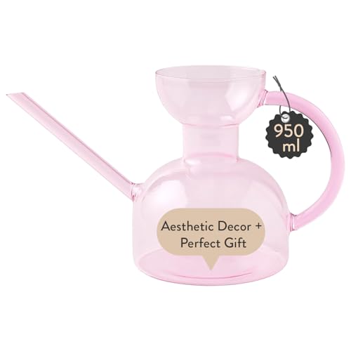 Modern Sprout Glass Watering Can - 32 oz - Long Spout Modern Decor (Blush) - color: Blush