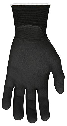MCR Safety Ninja BNF N96790L Work Glove, 15 Gauge Nylon/Spandex Shell, Breathable Nitrile Foam (BNF) Coated Palm & Fingertips, Large, Black / Gray, Grey - size: Large