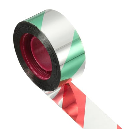 MECCANIXITY 196ft Long 1" Wide Green/Silver Dual Side Reflective Holographic Flash Bird Scare Tape Ribbon to Keep Birds Away, Hang Tie on Garden Farm Orchards Balcony Patio Yard Fence - color: Green Silver, size: 196.8ft x 0.94in