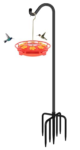 FEED GARDEN 92 Inch Adjustable Outdoor Shepherds Hook Bird Feeder Pole with 7 Prongs Base, Premium Steel Heavy Duty Tall Shepards Hooks for Hanging Bird Feeders, Plant Basket, Lanterns, 1 Pack - size: 92 Inch