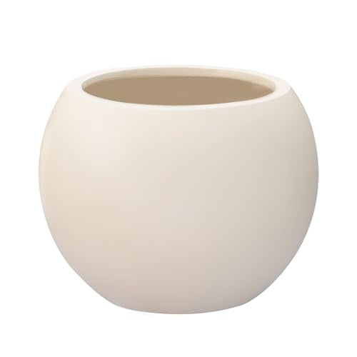Marlo Fiberstone Round Planter, Matte Finishes (L, Cream White) - color: Cream White, size: 21.3"D x 16.5"H