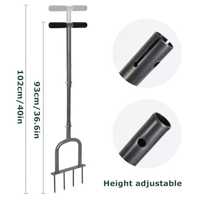 BARAYSTUS 4‑Prong Lawn Aerator Tool, Foot‑Step Spike Aerator