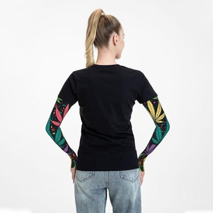 Marijuana Arm Sleeves Cannabis Weed Gardening Sleeves for Women Men - color: Marijuana 070