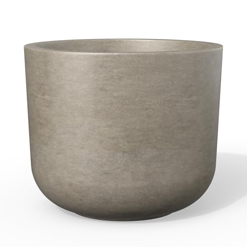 Kante Large Round Capsule Weathered Concrete Planter 13.2" Dia, Outdoor - color: Weathered Concrete, size: 13.1"Dia (Single)