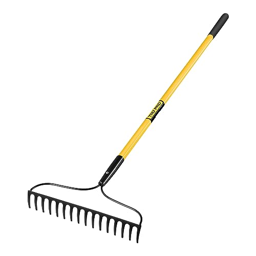 Truper Garden Rake, Fiberglass Handle, 16 Tines, 16 inch Head, 60 inch Length