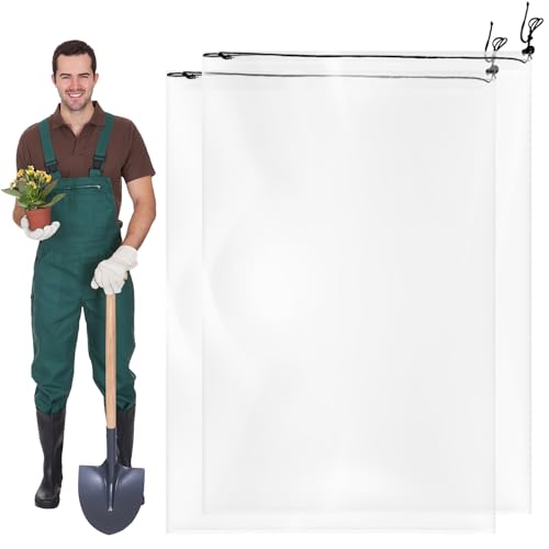 2 Pcs Large Clear Plant Cover Freeze Protection with Drawstring - size: 47.2’’x70.8’’ 2PCS