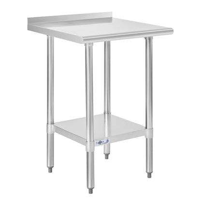 Profeeshaw Stainless Steel Prep Table 24''x24'' Workbench with Backsplash - color: With Backsplash, size: 24''x24''