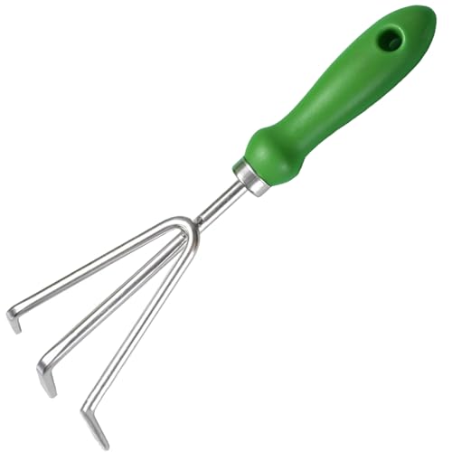 Garden Rake Soil Tiller, Stainless Steel Claw Gardening Tools Hand Rake