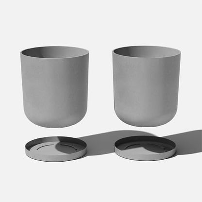 Veradek Mason Series Lima Planter & Drip Tray - Large Round Outdoor Planter - color: Gray, size: 20 inches - 2 Pack with Saucers