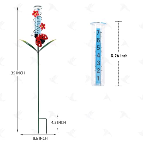 MUMTOP 35 Inch Ladybug Rain Gauge for Outdoor, Lawn, Yard and Garden - color: Butterfly