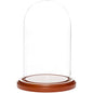 Plymor 4" x 7" Small Glass Display Dome Cloche (Walnut MDF Base) - color: Walnut Mdf Base