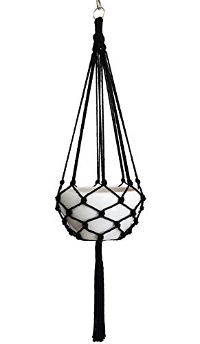 Basketball Holder, Macrame Plant Hanger Hanging Planter Hanging Net Basket Hemp or Cotton Rope 52 Inch for 10 inch Pot, Pot and Plant Excluded (Black)