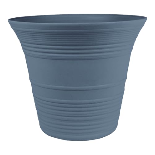 The HC Companies Sedona Round Self-Watering Pot - Lightweight Self Care Planter - Plastic Planter for Herbs & More - Durable Plant Pots for Indoor Plants & Outdoor Plants (9" Slate Blue) - color: Slate Blue, size: 9", style: Pack of 1