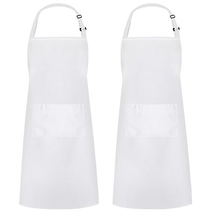 Syntus Apron for Men Women, Adjustable Cooking Kitchen Apron with 2 Pockets - color: Basic White, style: 2 Polyester