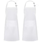 Syntus Apron for Men Women, Adjustable Cooking Kitchen Apron with 2 Pockets - color: Basic White, style: 2 Polyester