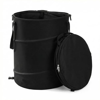 MXIMU Collapsible Trash Can for Garden, 24 Gallons, Black