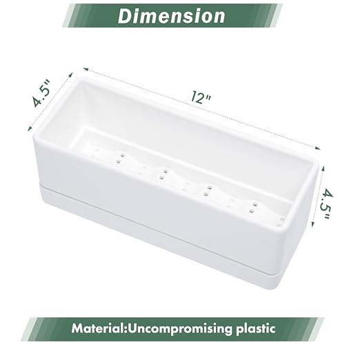 D'vine Dev 2-Pack Rectangular Planters, 12 x 4.5 in, White, 76-X-A-2 - color: White