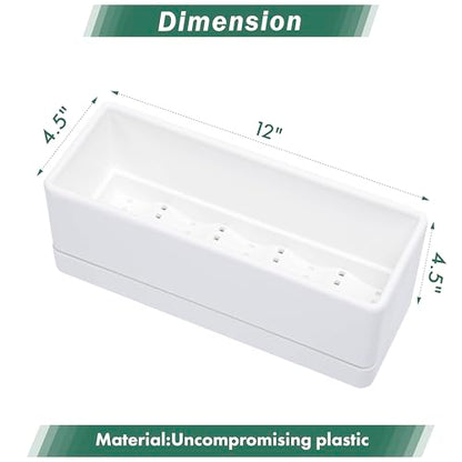 D'vine Dev 2-Pack Rectangular Planters, 12 x 4.5 in, White, 76-X-A-2 - color: White