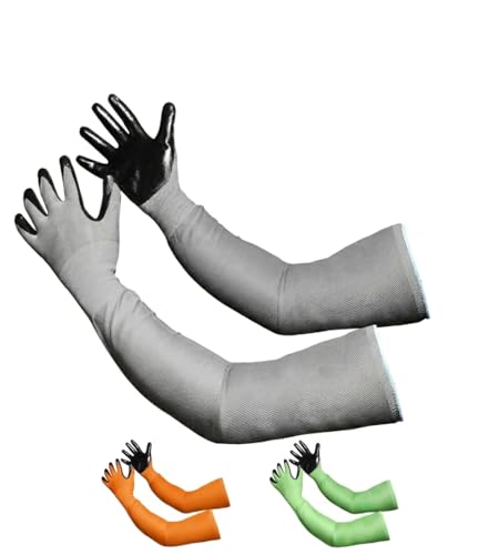 Long Sleeve Gardening Gloves Nitrile-Coated No Slip Grip Cut Proof - color: Gray, size: Small