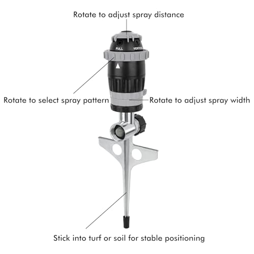 RESTMO Gear Drive Sprinkler with Metal T-Spike Base,Gray - color: Gray, size: 1 Pack