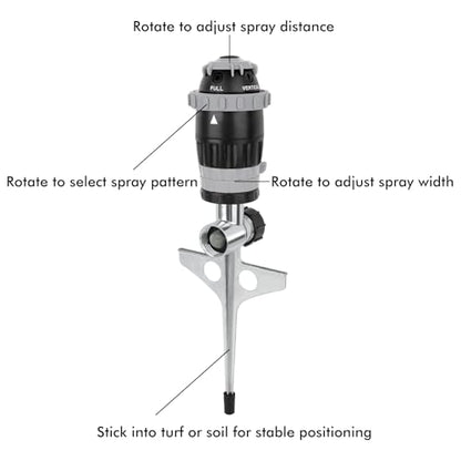 [2 Pack] RESTMO Gear Drive Sprinkler with Metal T-Spike Base,Gray - color: Gray, size: 2 Pack