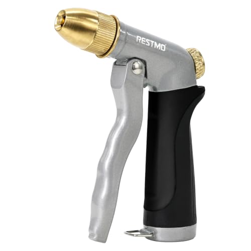 RESTMO Metal Water Hose Nozzle, High Pressure Garden Sprayer, Black - color: Black