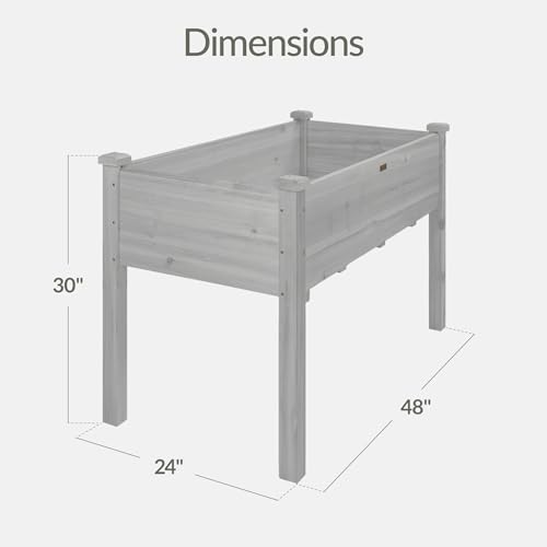 Best Choice Products 48x24x30in Raised Garden Bed, Elevated Wood Planter Box Stand for Backyard, Patio, Balcony w/Bed Liner, 200lb Capacity - Gray - color: Gray, size: 48x24x30in