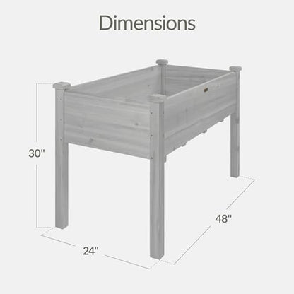 Best Choice Products 48x24x30in Raised Garden Bed, Elevated Wood Planter Box Stand for Backyard, Patio, Balcony w/Bed Liner, 200lb Capacity - Gray - color: Gray, size: 48x24x30in
