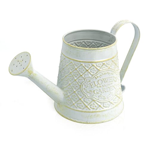 Cute Small Watering Can Indoor Plants Garden Metal Decorative Watering Cans for Outdoor Plants Bonsai Outdoor Garden Flower Decorative (White, 1.5L, 50.7 Oz) - color: White Gold