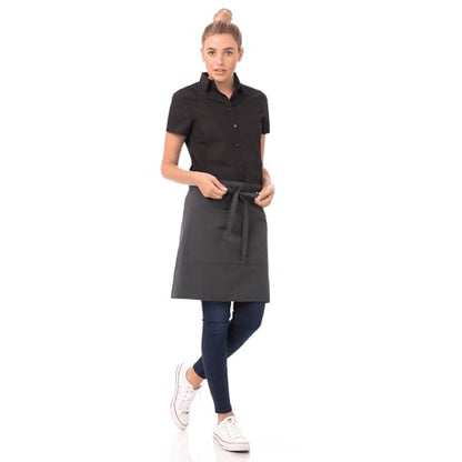 Chef Works Unisex Half Bistro Server Apron - color: Dark Grey Stripe, 1 Pack