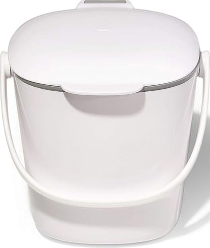 OXO Good Grips Easy-Clean Compost Bin, White, 0.75 Gal - color: White, size: 0.75 Gallon