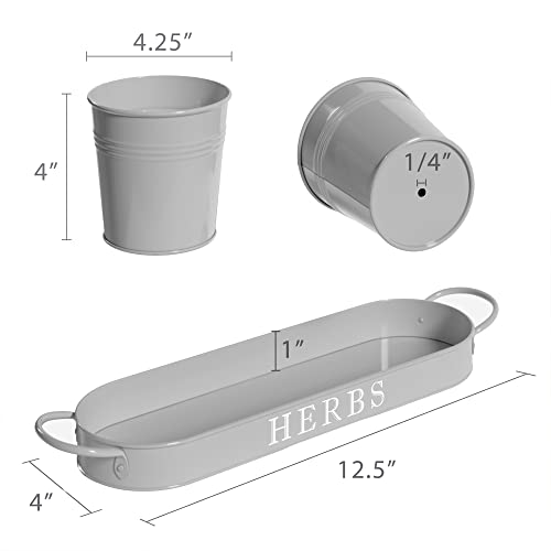 Barnyard Designs Indoor Herb Garden Planter Pots Set/3 (Cool Grey) - color: Cool Grey