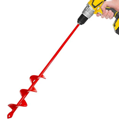 Auger Drill Bit for Planting - 1.6"X16.5" Heavy-Duty Garden Auger Spiral Drill Bit - Bulb Planter Tool - 3/8" Hex Drive Drill - size: 1.6"X16.5"-Red